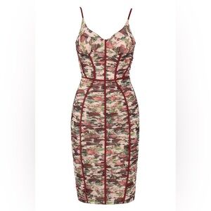HOUSE OF CB - SABLE -Vintage Floral Ruched Corset Dress